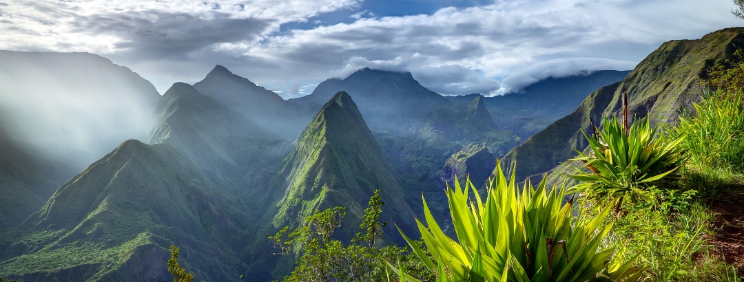 Reunion Island. Panorama of Mafate, seen from Cap Noir